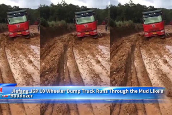 Jiefang J6P 10 Wheeler Dump Truck Runs Through the Mud Like a Buldozer