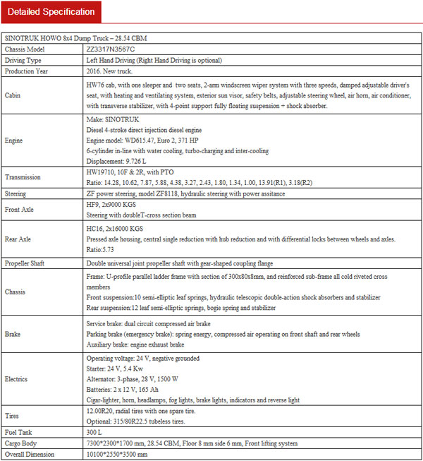 Sinotruk Howo 8x4 ZZ3317N3567C